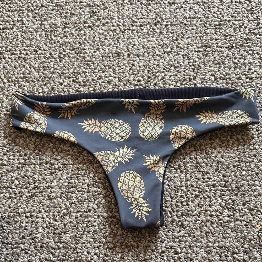 One of a kind reversible Bikini Bottom with Gold Pineapple Print from Hawaii